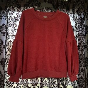 aerie red creweneck with balloon sleeves